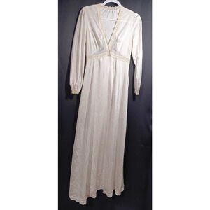 VTG 50/60s Shadowline Ivory Bridal Peignoir Robe Floral Chest Snap Buttons Small